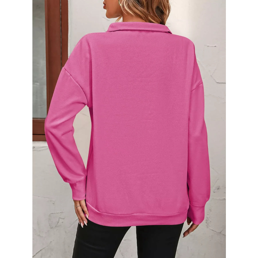 Quarter Zip Dropped Shoulder Sweatshirt Apparel and Accessories