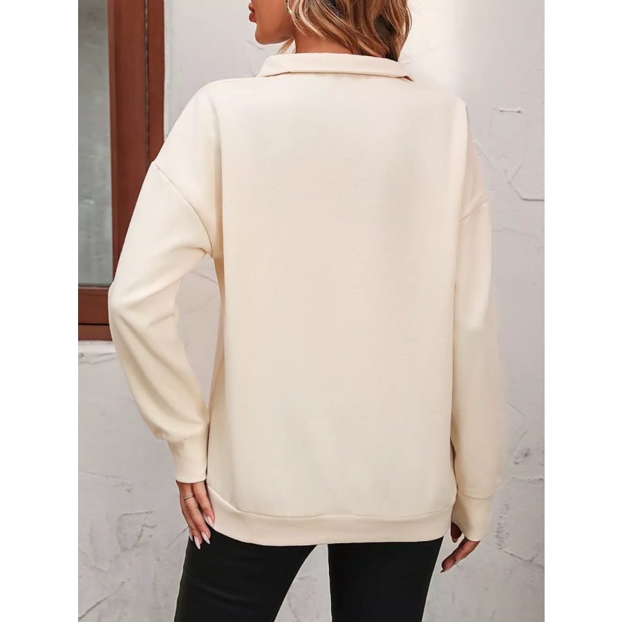 Quarter Zip Dropped Shoulder Sweatshirt Apparel and Accessories