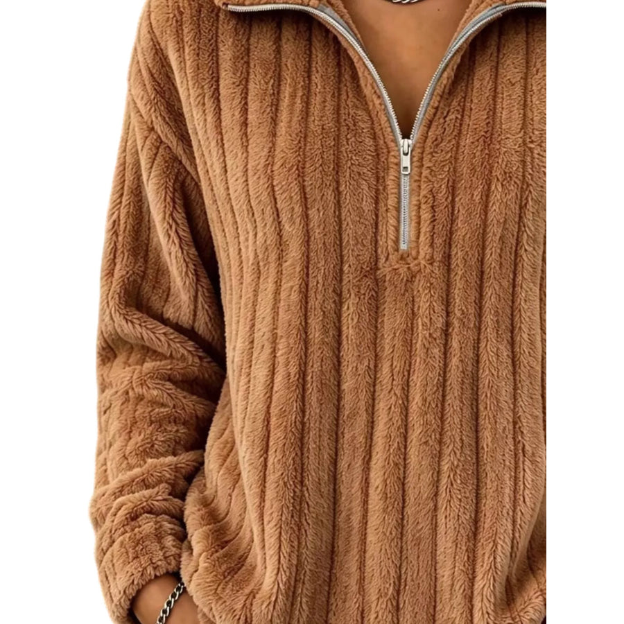 Quarter-Zip Dropped Shoulder Sweatshirt Apparel and Accessories