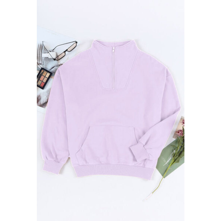 Quarter Zip Dropped Shoulder Sweatshirt Apparel and Accessories