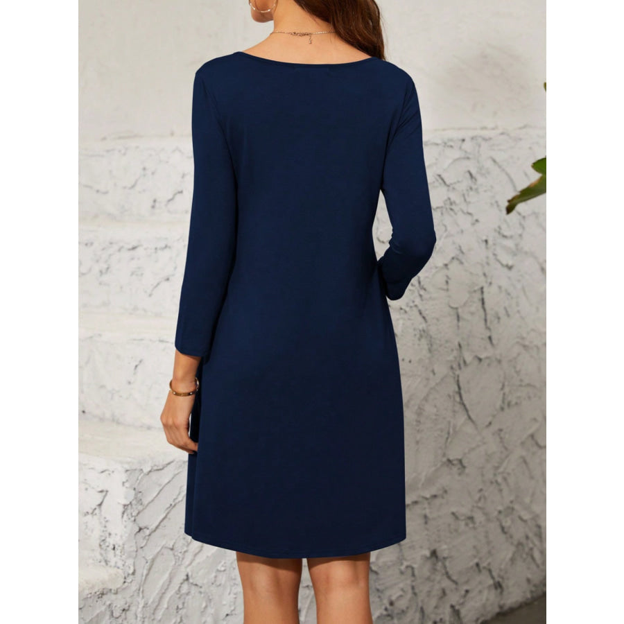 Quarter Zip Long Sleeve Dress Navy / S Apparel and Accessories