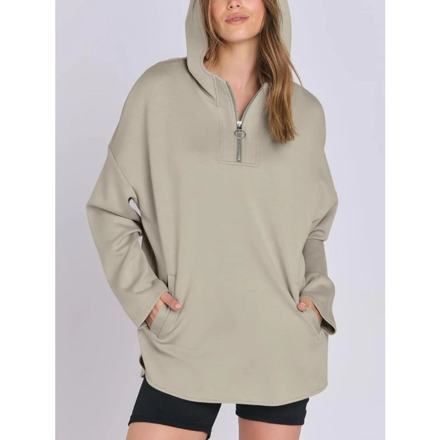 Quarter Zip Long Sleeve Hoodie Apparel and Accessories