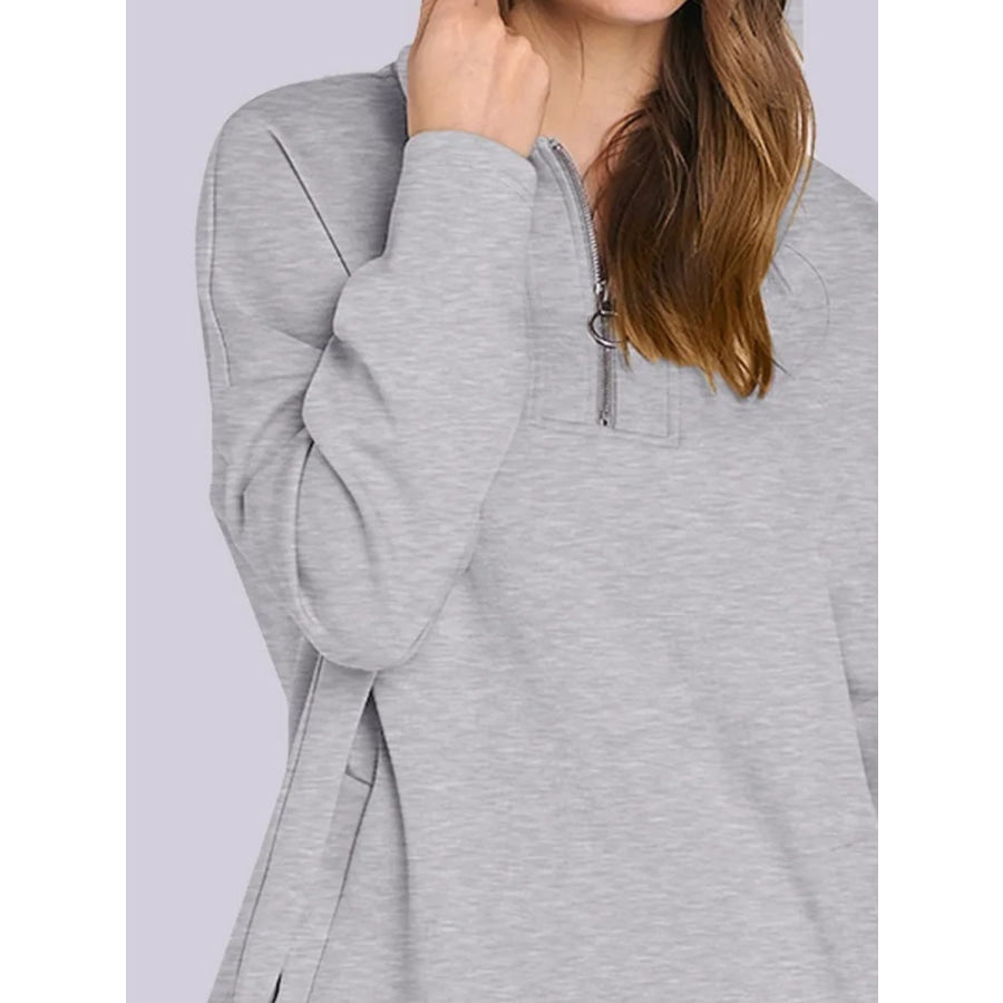 Quarter Zip Long Sleeve Hoodie Apparel and Accessories