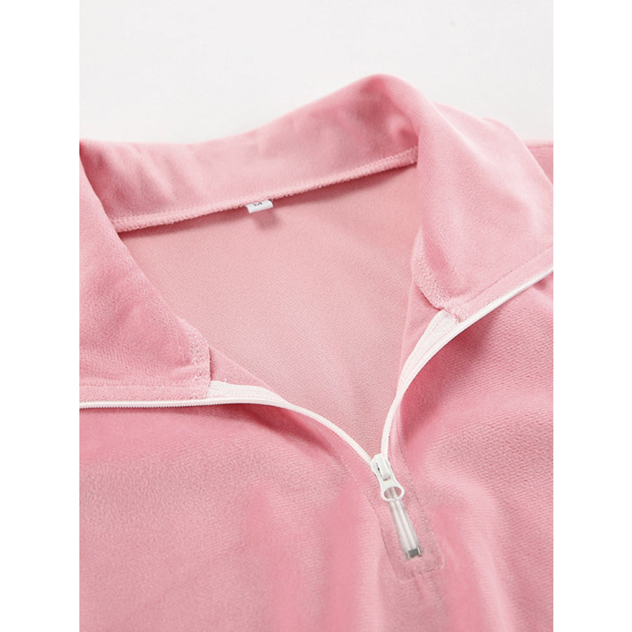 Quarter Zip Long Sleeve Top and Pants Set Apparel and Accessories
