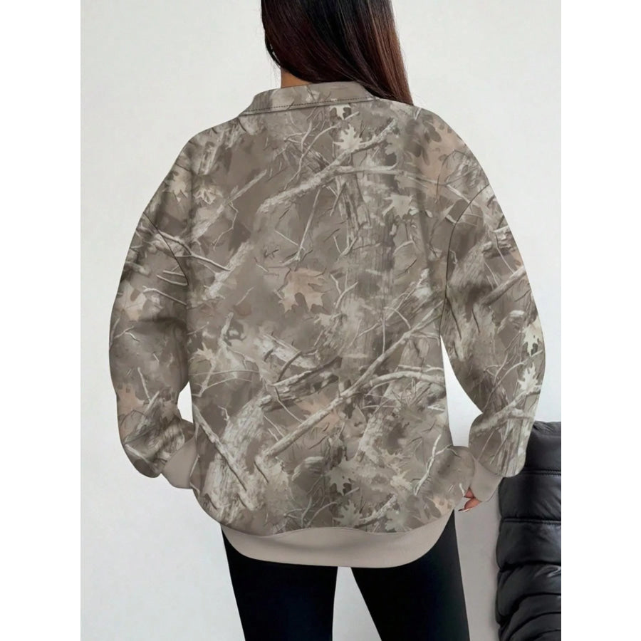 Quarter-Zip Printed Sweatshirt with Ribbed Cuffs Apparel and Accessories