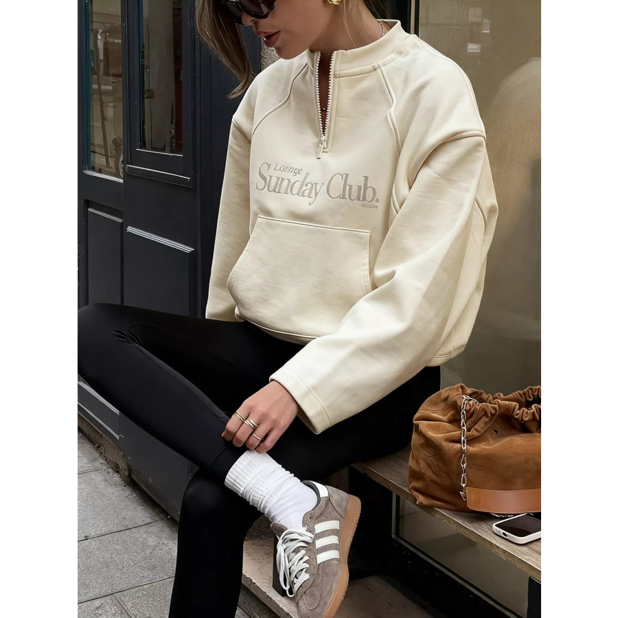 Quarter Zip Raglan Sleeve Sweatshirt Apparel and Accessories