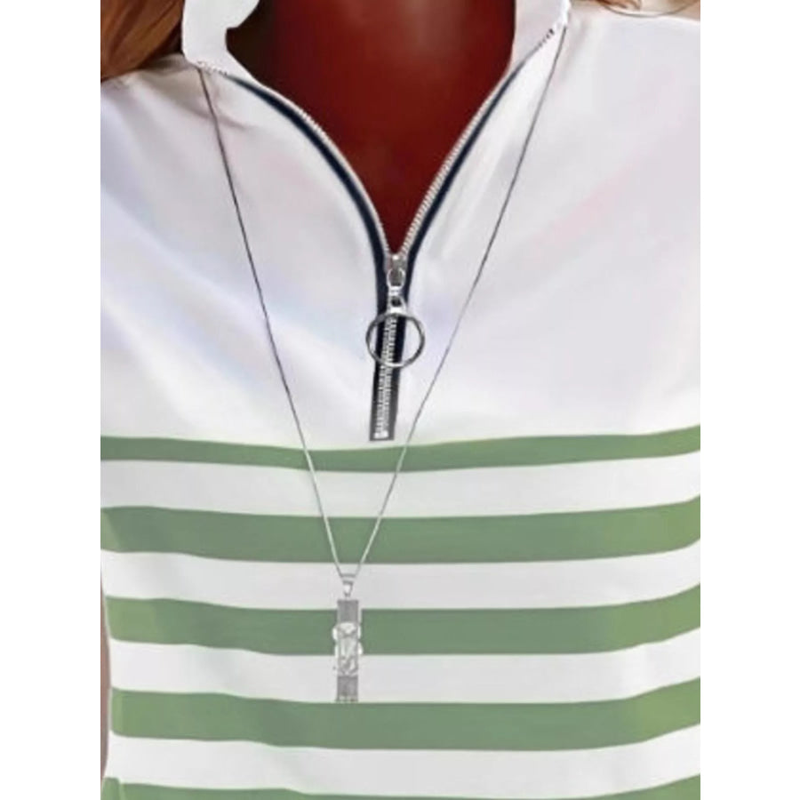 Quarter-Zip Striped Long Sleeve T-Shirt Apparel and Accessories