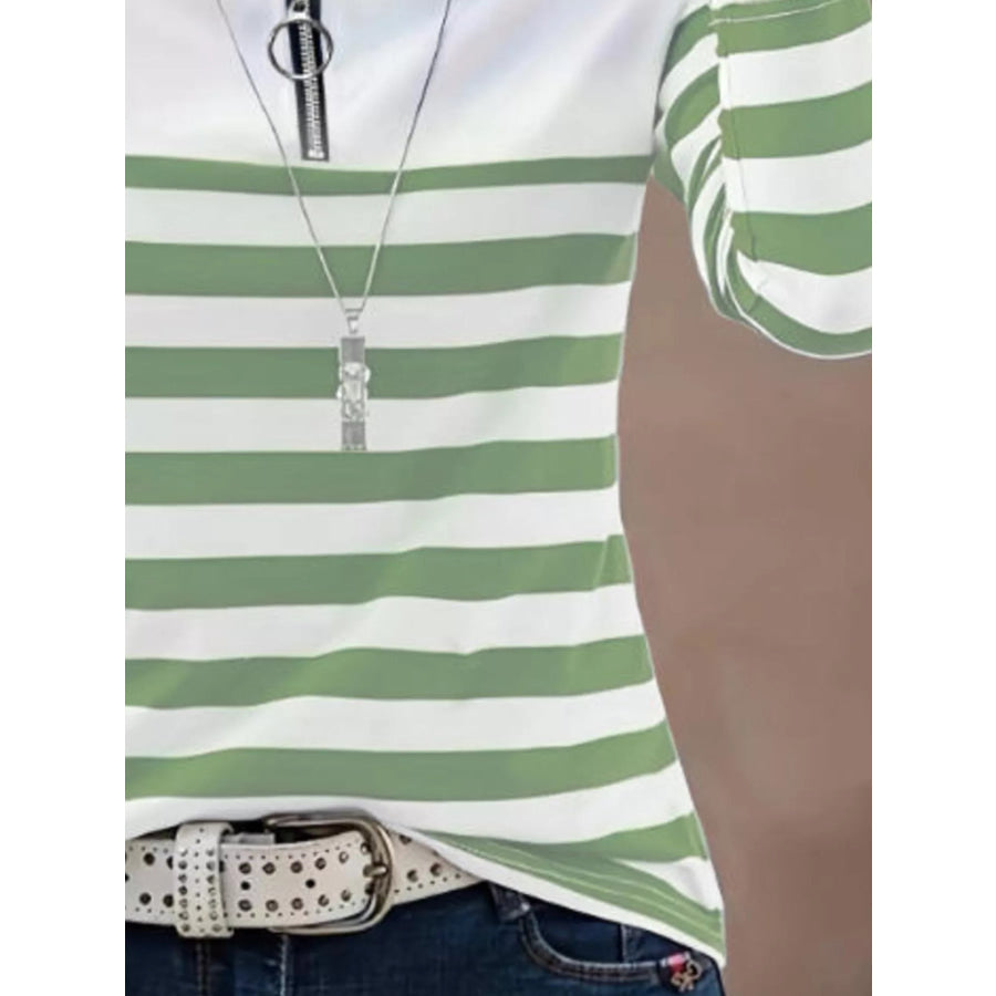 Quarter-Zip Striped Long Sleeve T-Shirt Apparel and Accessories