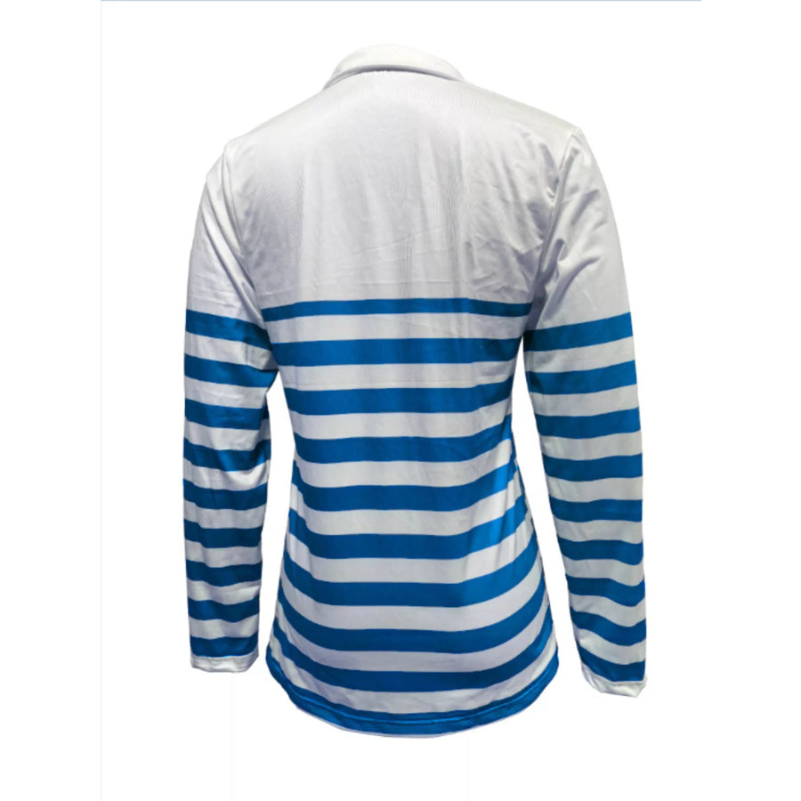 Quarter-Zip Striped Long Sleeve T-Shirt Apparel and Accessories