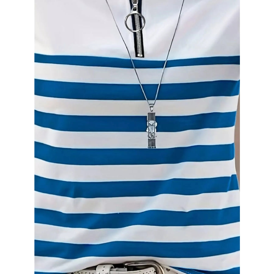 Quarter-Zip Striped Long Sleeve T-Shirt Apparel and Accessories