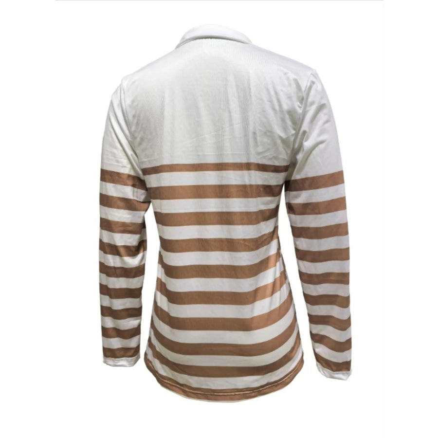 Quarter-Zip Striped Long Sleeve T-Shirt Apparel and Accessories