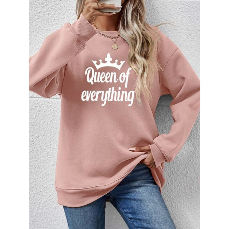 QUEEN OF EVERYTHING Round Neck Sweatshirt Blush Pink / S