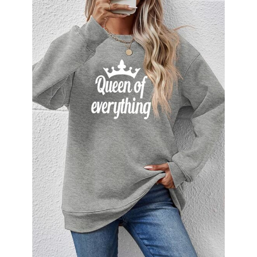 QUEEN OF EVERYTHING Round Neck Sweatshirt Charcoal / S