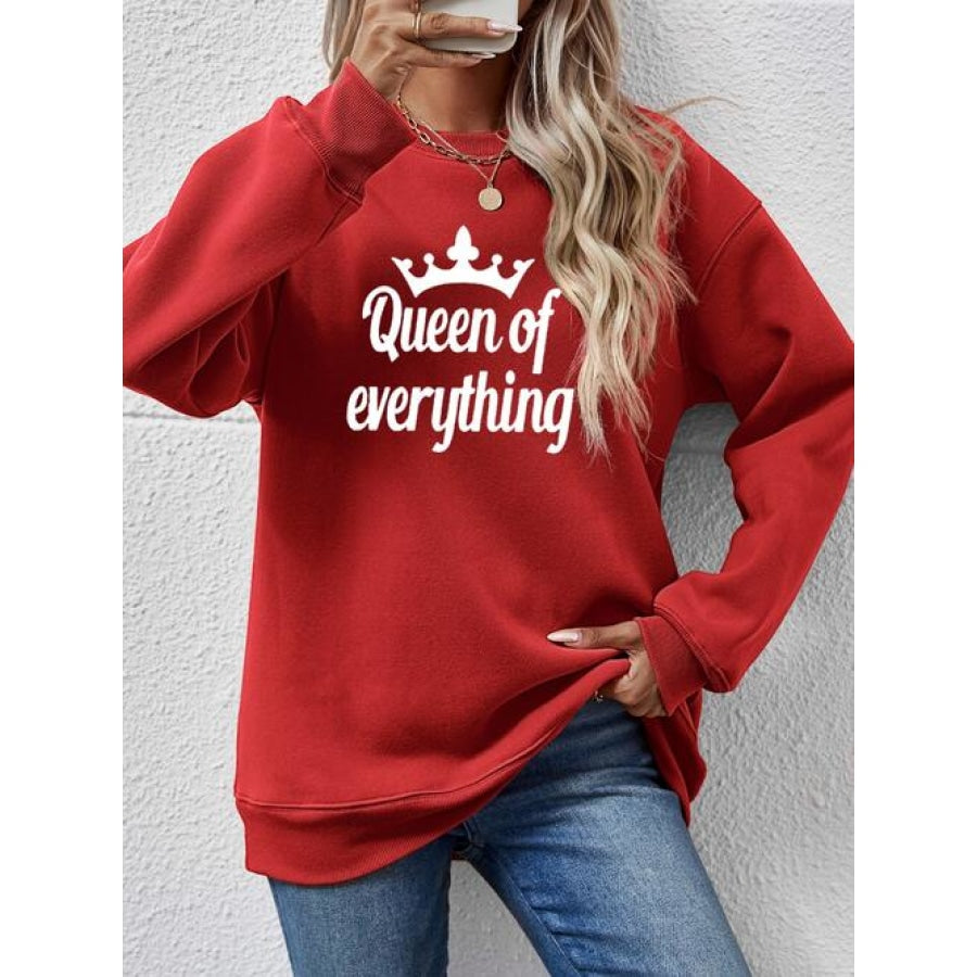 QUEEN OF EVERYTHING Round Neck Sweatshirt Deep Red / S