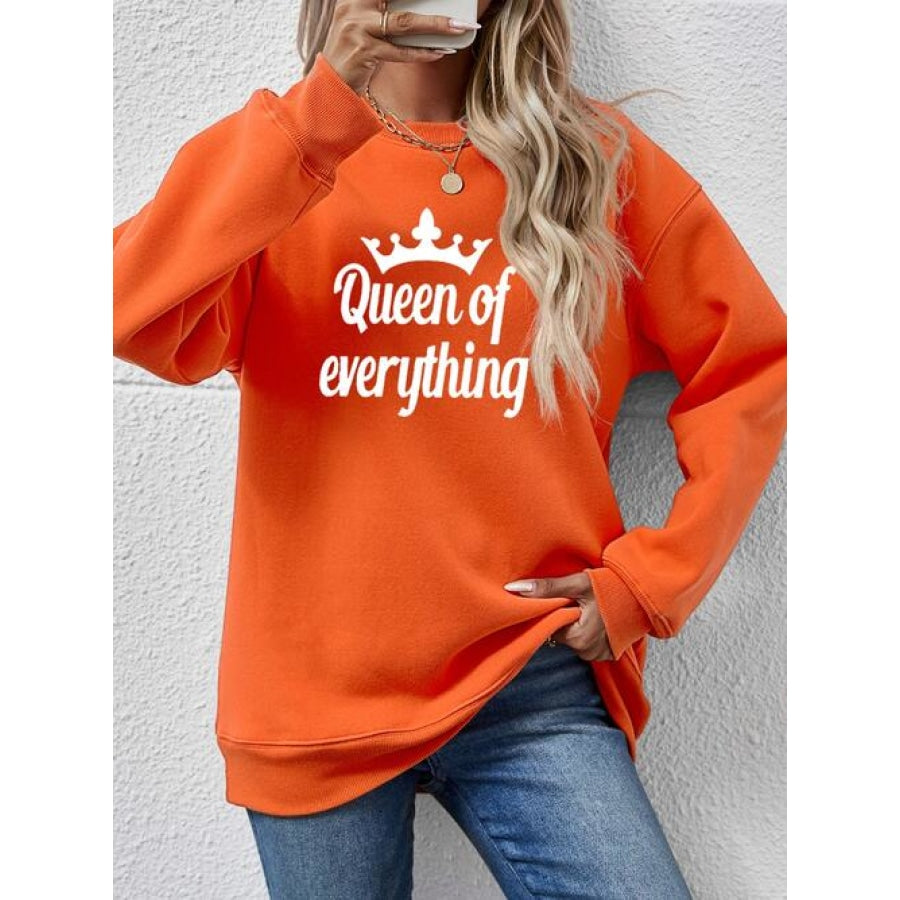 QUEEN OF EVERYTHING Round Neck Sweatshirt Pumpkin / S