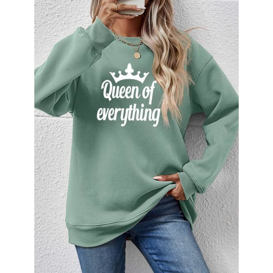 QUEEN OF EVERYTHING Round Neck Sweatshirt Sage / S