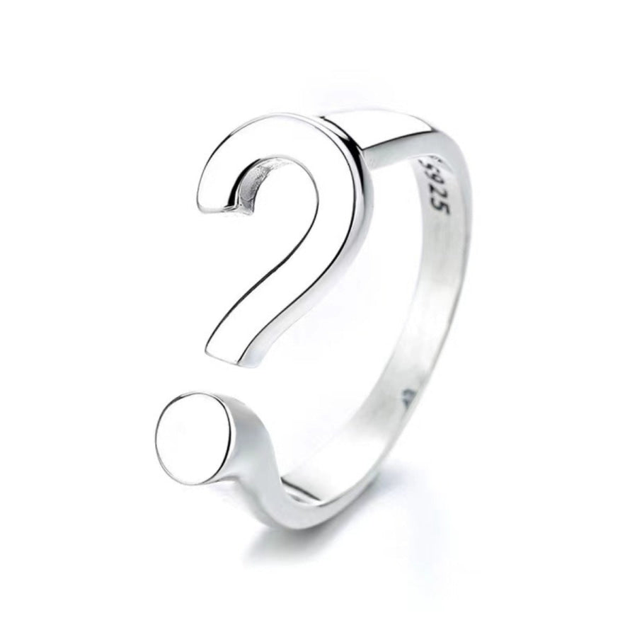 Question Mark Adjustable Open Ring Silver / One Size Apparel and Accessories