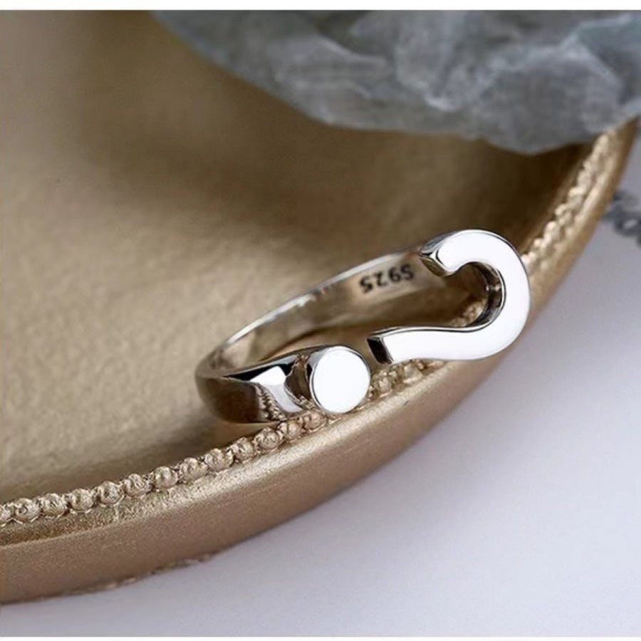 Question Mark Adjustable Open Ring Silver / One Size Apparel and Accessories