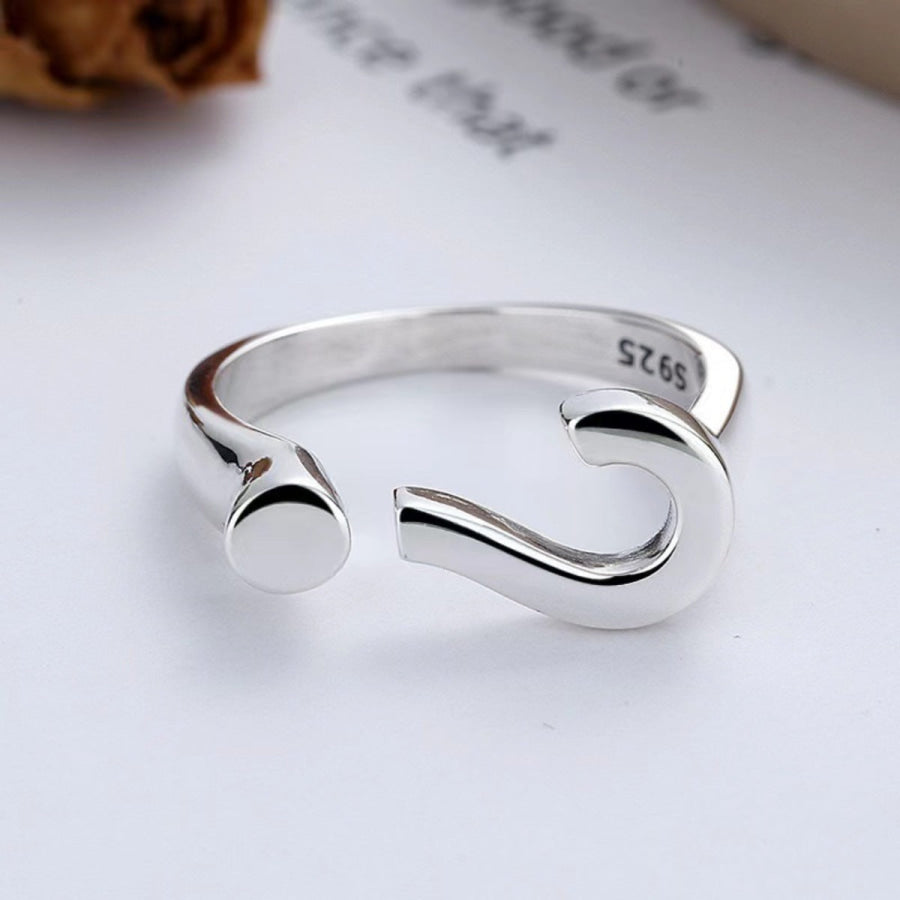 Question Mark Adjustable Open Ring Silver / One Size Apparel and Accessories