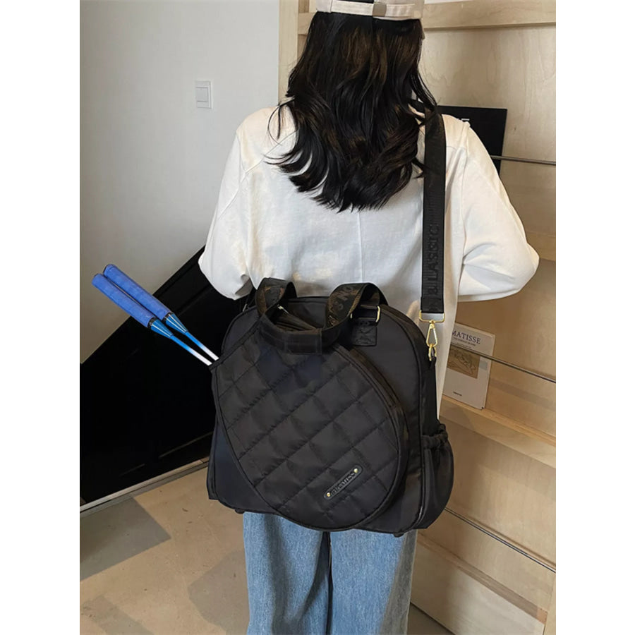 Quilted Badminton Racket Shoulder Bag Black / One Size Apparel and Accessories
