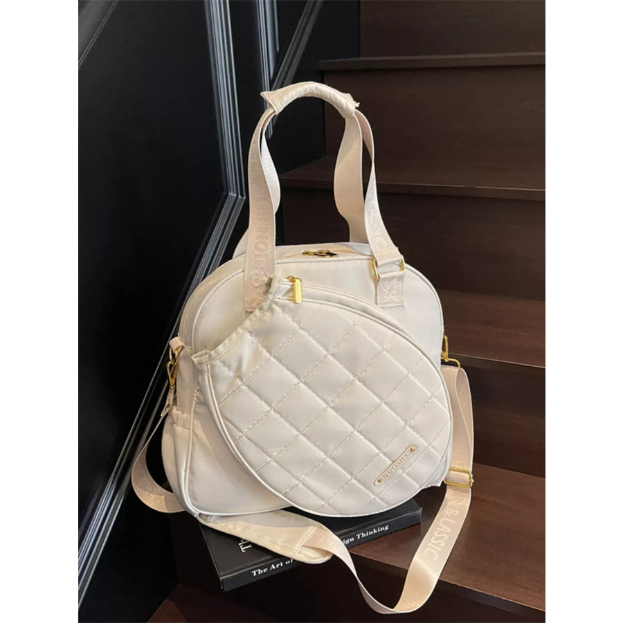 Quilted Badminton Racket Shoulder Bag Off-white / One Size Apparel and Accessories