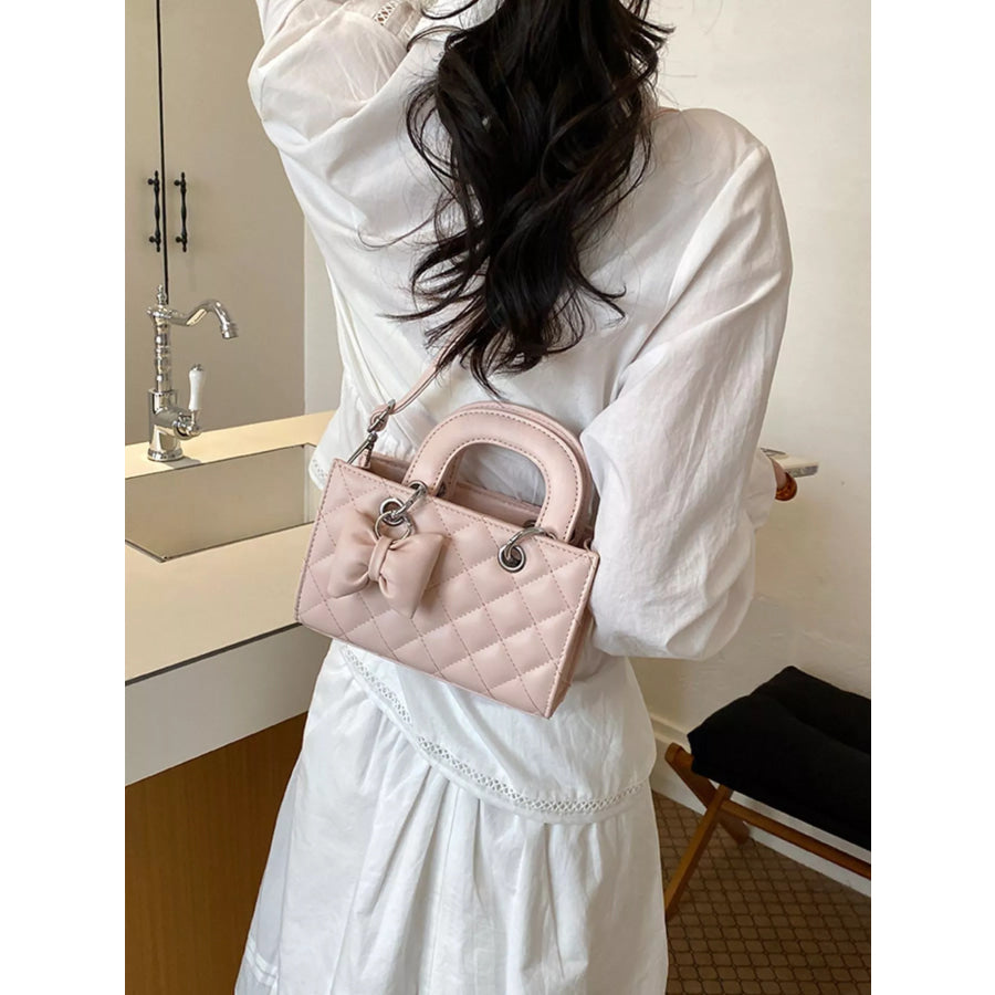 Quilted Bow Crossbody Bag Blush Pink / onesize Apparel and Accessories