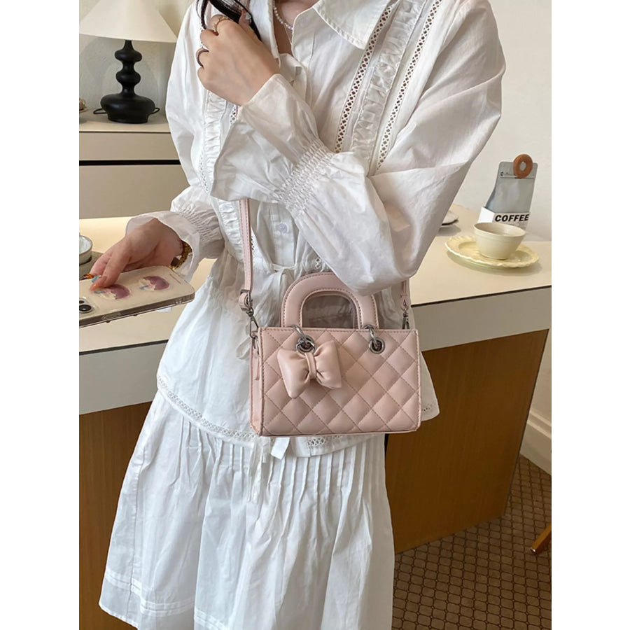 Quilted Bow Crossbody Bag Blush Pink / onesize Apparel and Accessories