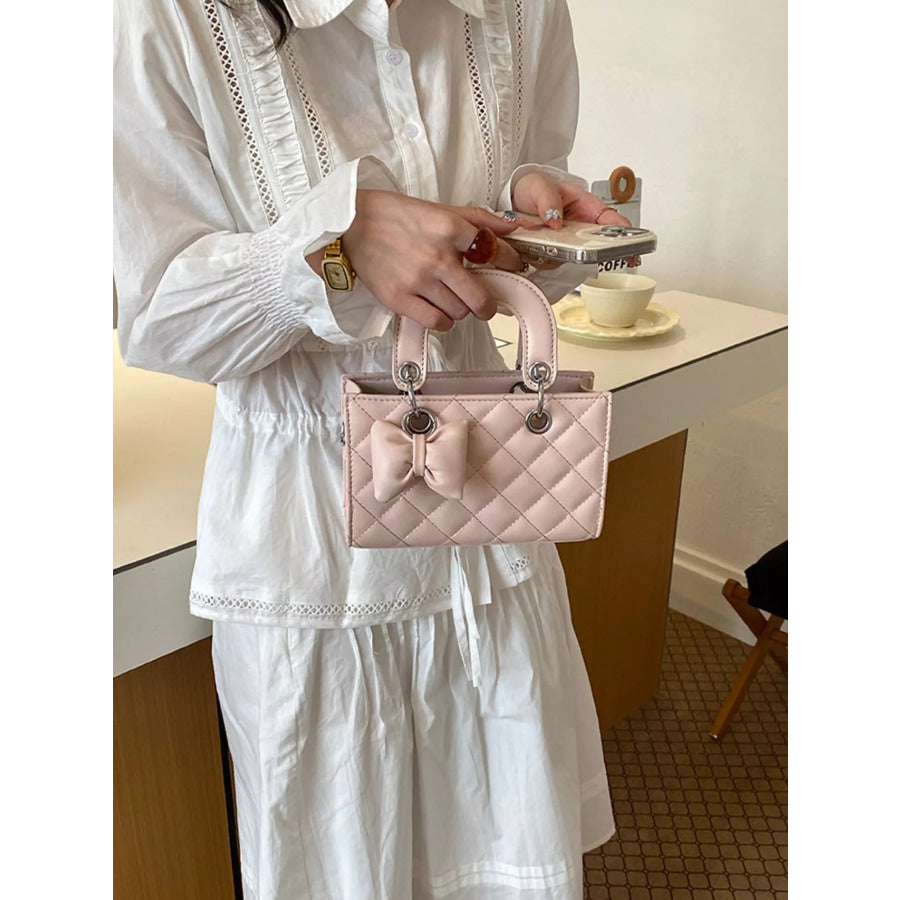 Quilted Bow Crossbody Bag Blush Pink / onesize Apparel and Accessories