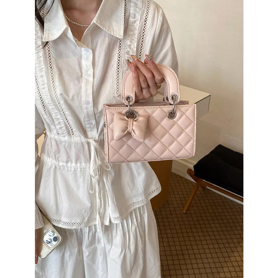 Quilted Bow Crossbody Bag Blush Pink / onesize Apparel and Accessories
