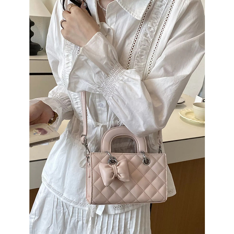 Quilted Bow Crossbody Bag Blush Pink / onesize Apparel and Accessories