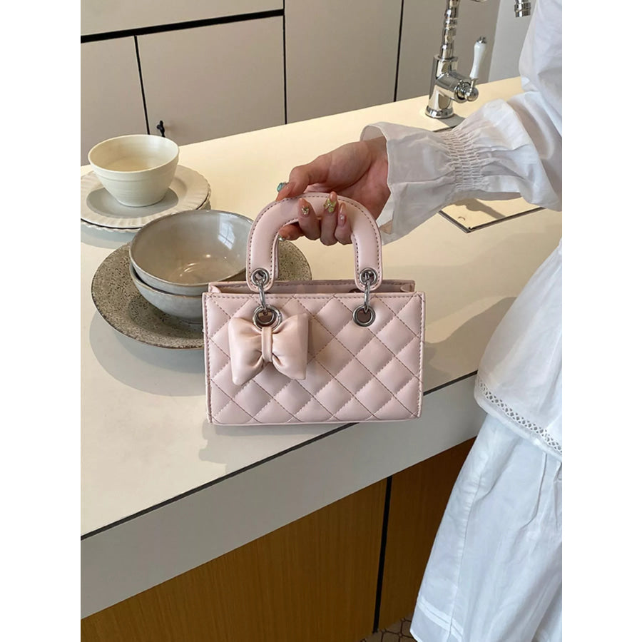 Quilted Bow Crossbody Bag Blush Pink / onesize Apparel and Accessories