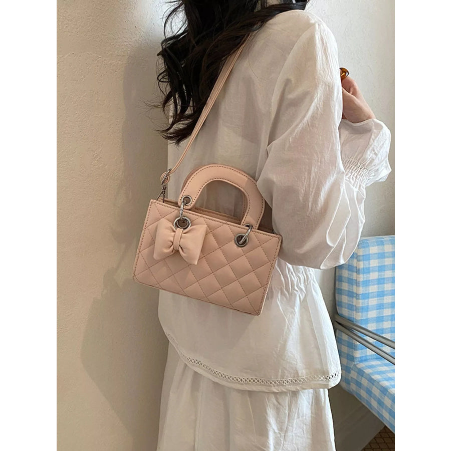 Quilted Bow Crossbody Bag Blush Pink / onesize Apparel and Accessories