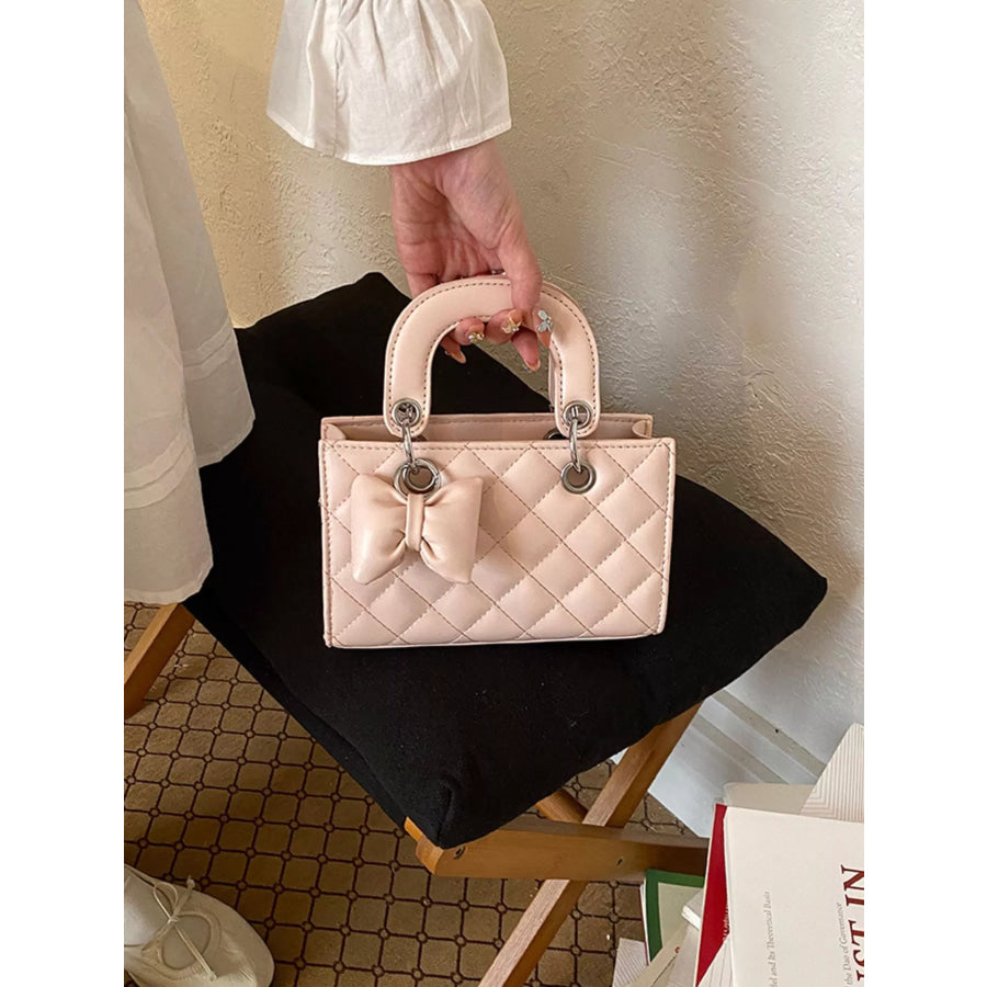 Quilted Bow Crossbody Bag Blush Pink / onesize Apparel and Accessories