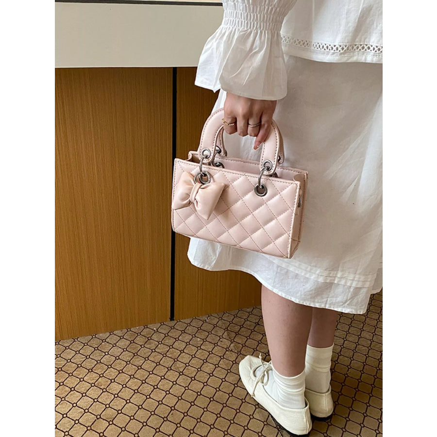 Quilted Bow Crossbody Bag Blush Pink / onesize Apparel and Accessories