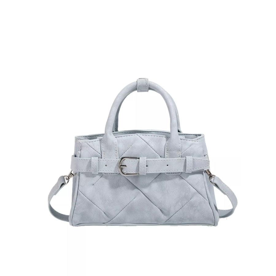 Quilted Buckle Accent Crossbody Bag Blue / One Size Apparel and Accessories