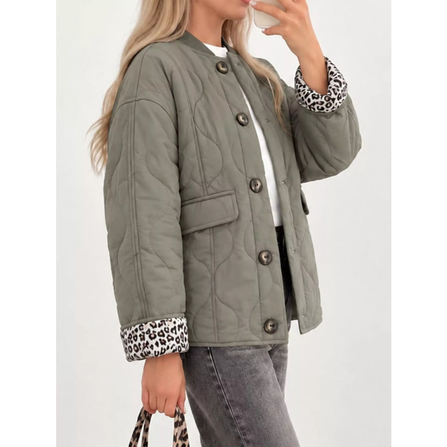 Quilted Button Up Jacket Apparel and Accessories