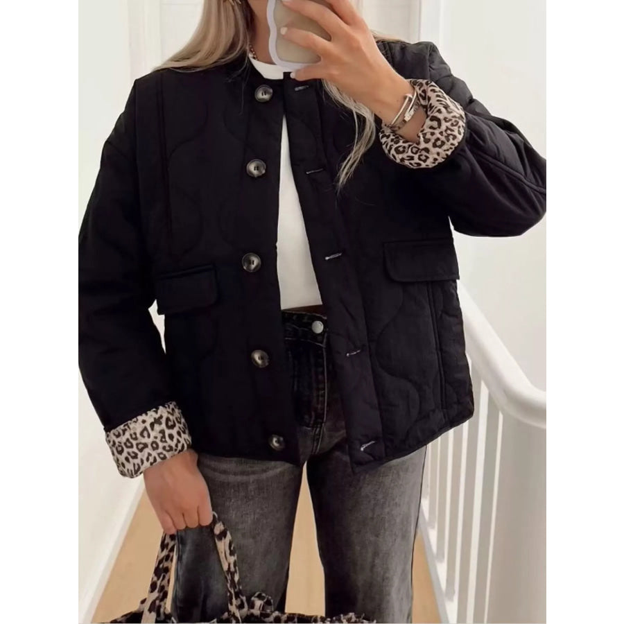 Quilted Button Up Jacket Black / S Apparel and Accessories