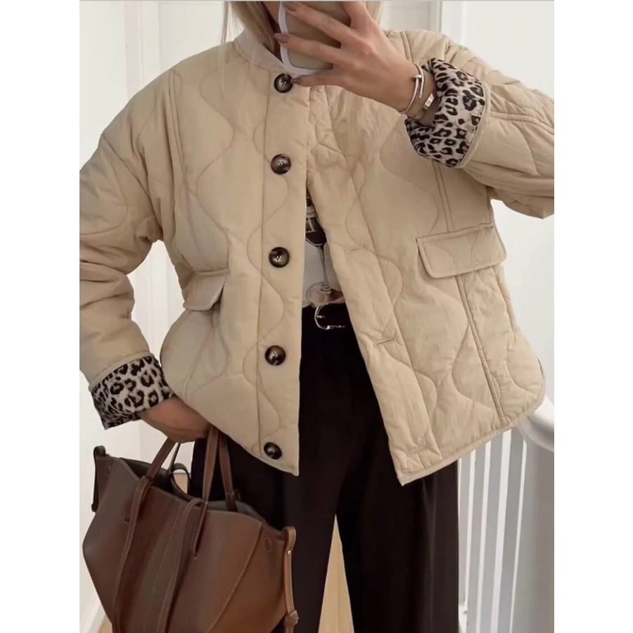 Quilted Button Up Jacket Ivory / S Apparel and Accessories