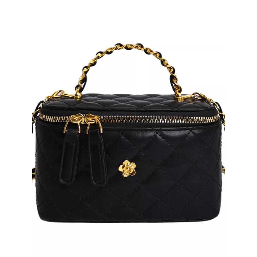 Quilted Chain Crossbody Bag Black / onesize Apparel and Accessories