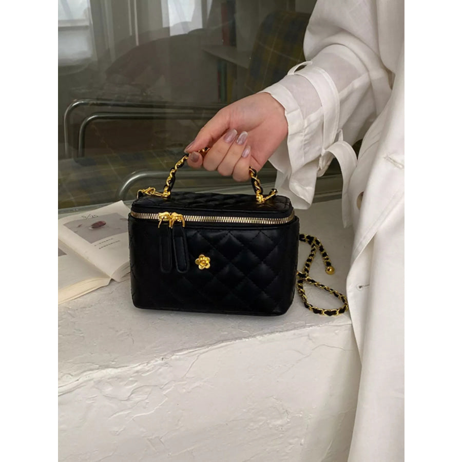 Quilted Chain Crossbody Bag Black / onesize Apparel and Accessories