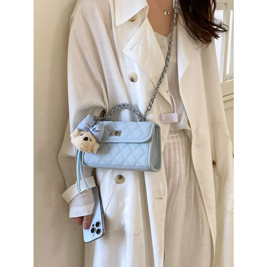 Quilted Chain Crossbody Bag Blue / One Size Apparel and Accessories