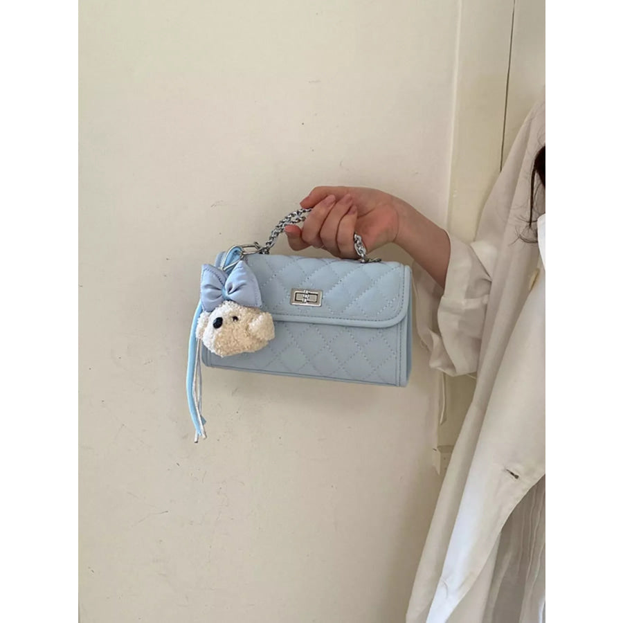 Quilted Chain Crossbody Bag Blue / One Size Apparel and Accessories