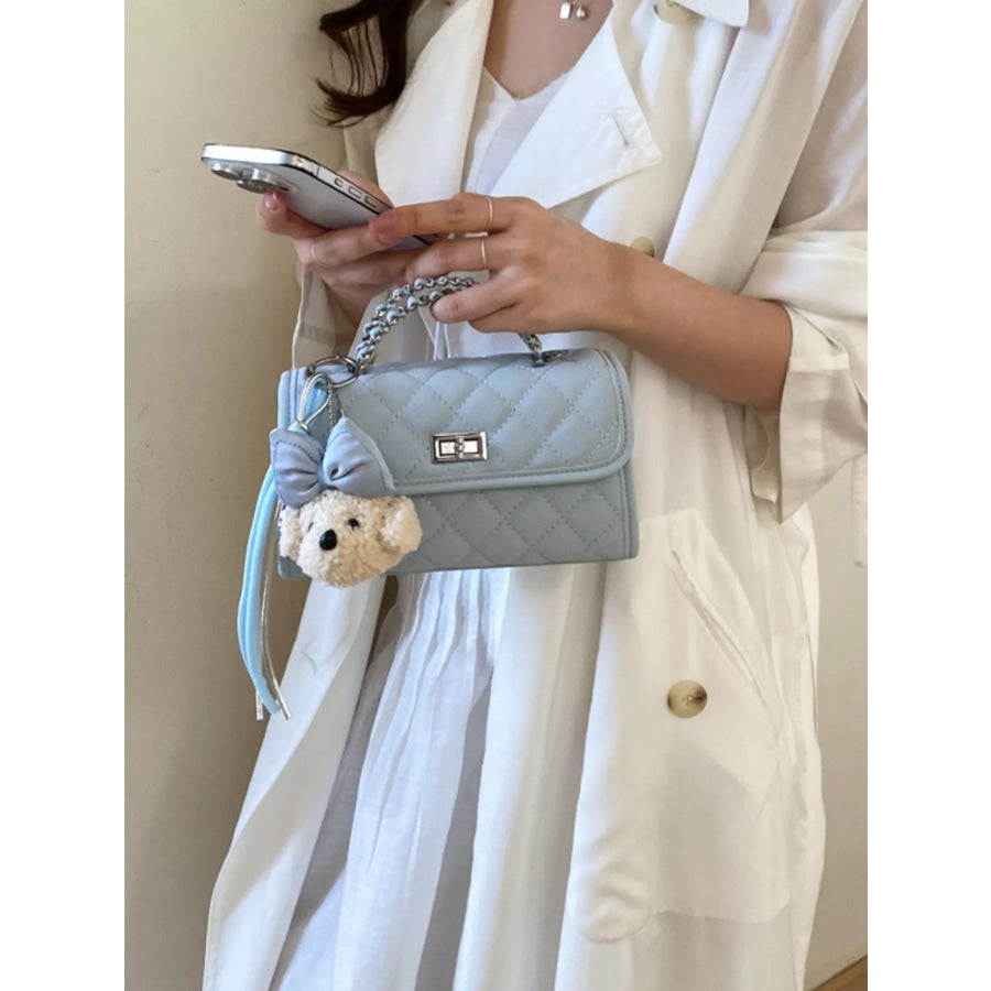 Quilted Chain Crossbody Bag Blue / One Size Apparel and Accessories