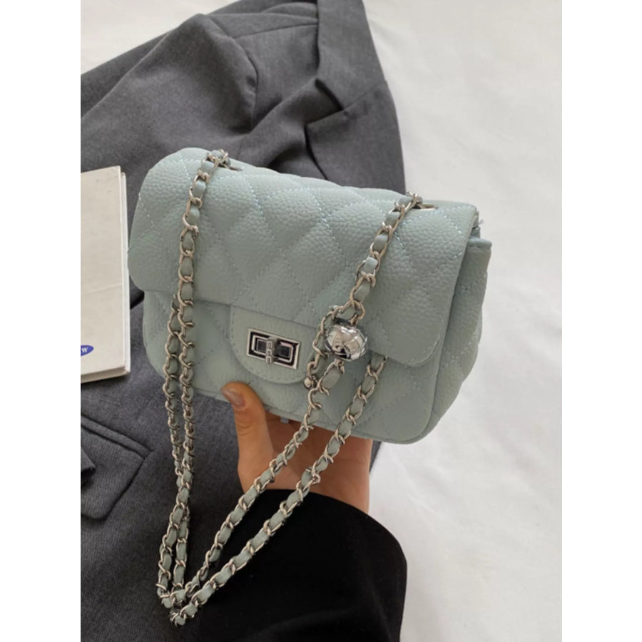 Quilted Chain Crossbody Bag Blue / One Size Apparel and Accessories