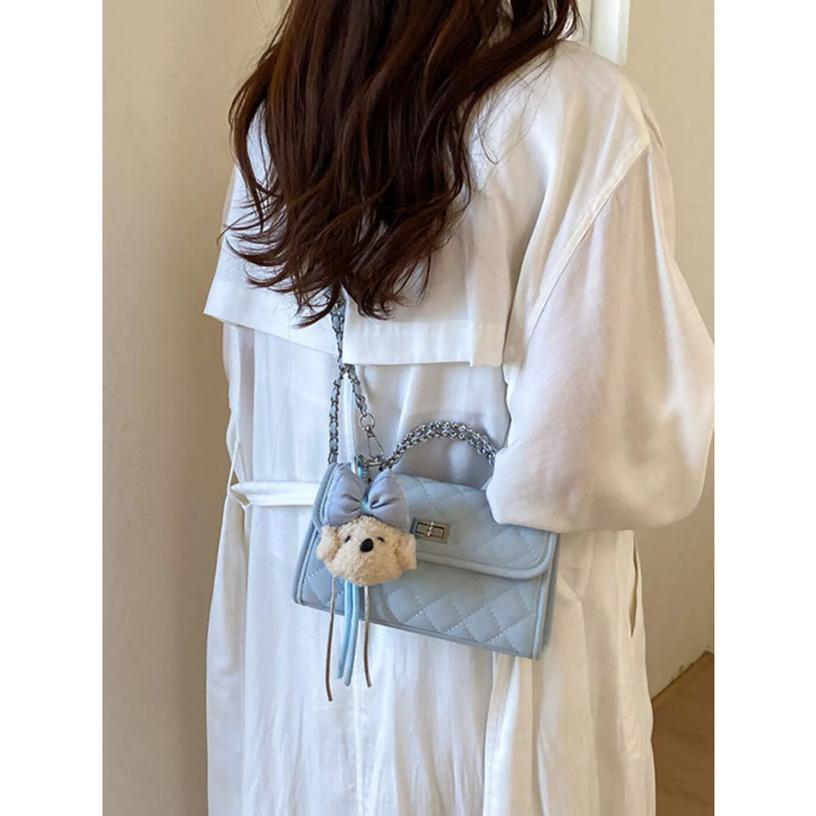 Quilted Chain Crossbody Bag Blue / One Size Apparel and Accessories