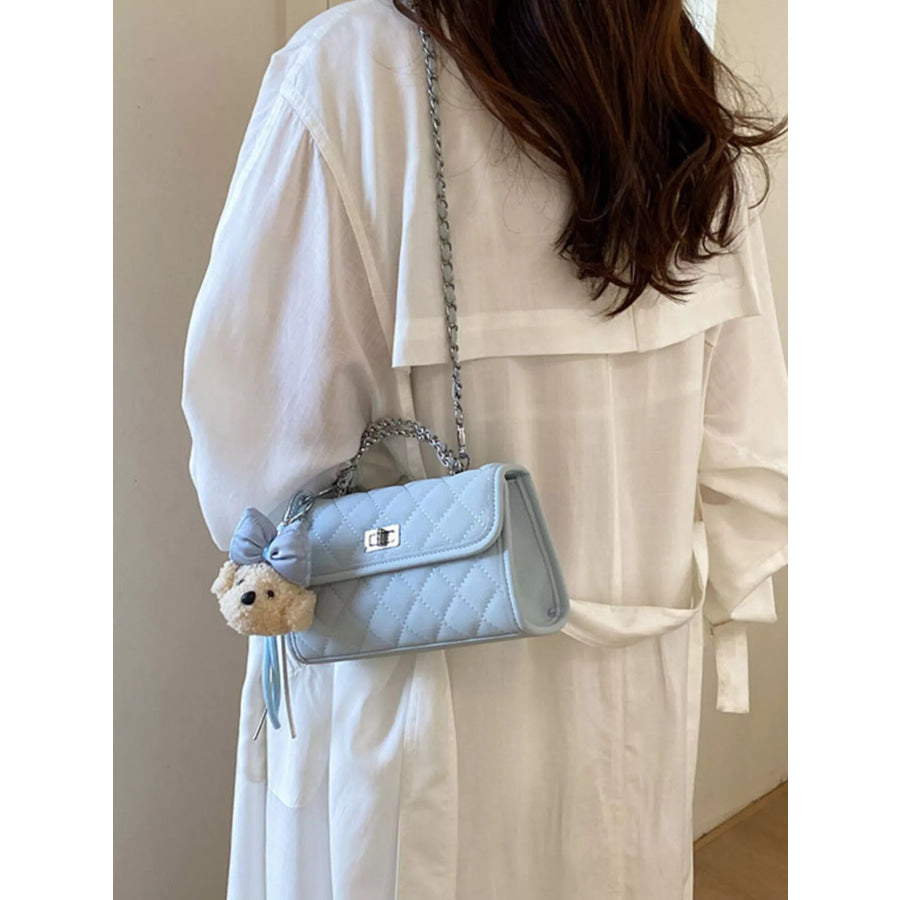 Quilted Chain Crossbody Bag Blue / One Size Apparel and Accessories