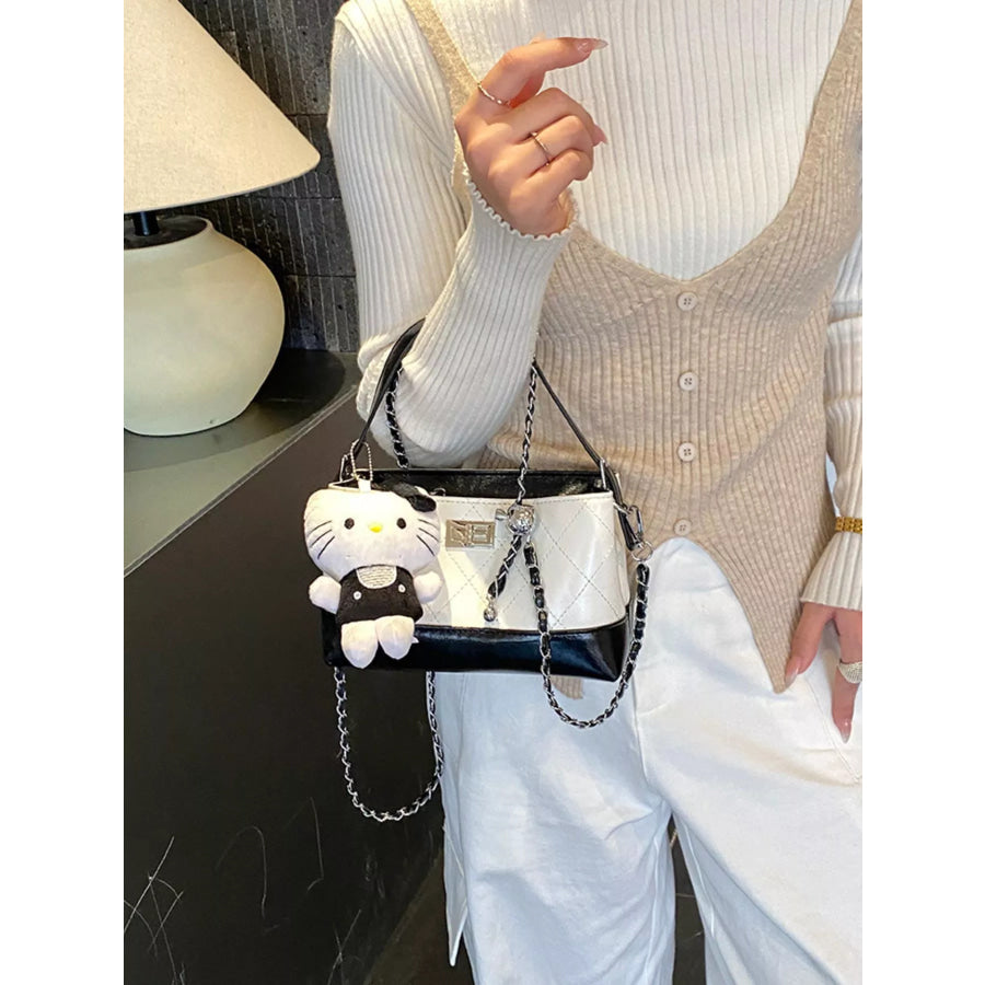 Quilted Chain Crossbody Bag Cream / One Size Apparel and Accessories