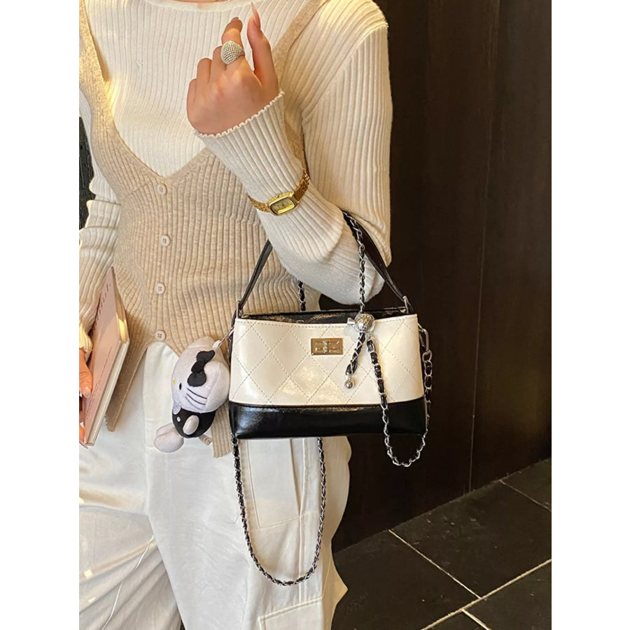 Quilted Chain Crossbody Bag Cream / One Size Apparel and Accessories