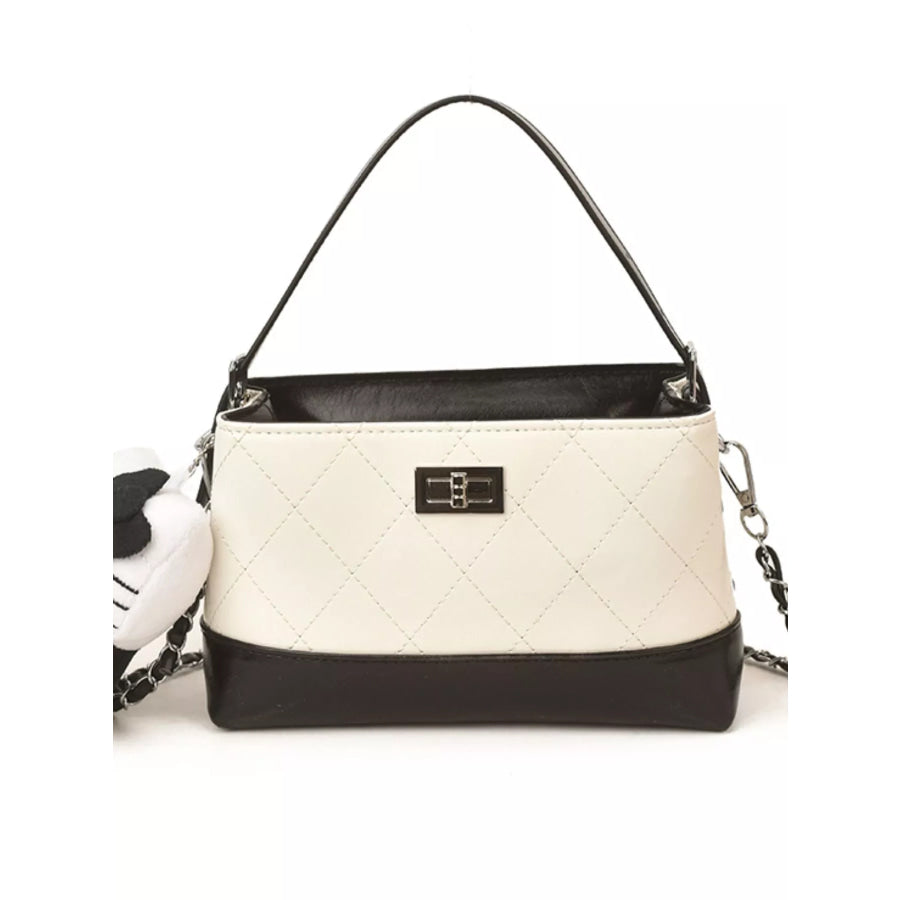 Quilted Chain Crossbody Bag Cream / One Size Apparel and Accessories
