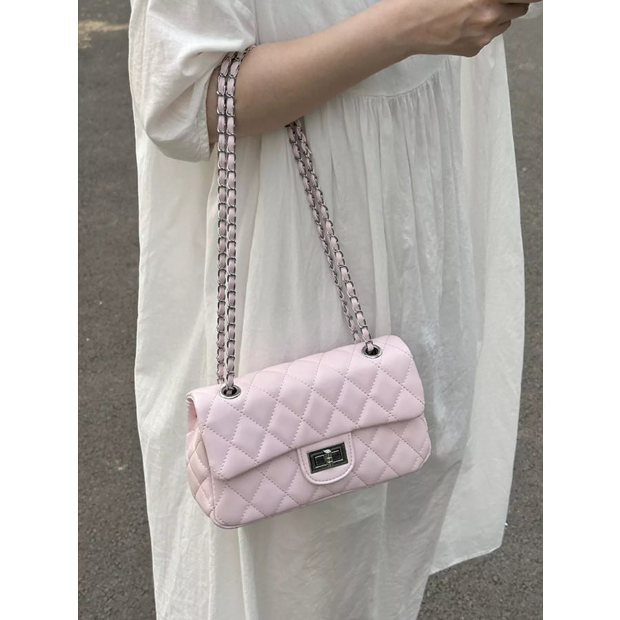 Quilted Chain Crossbody Bag Pink / onesize Apparel and Accessories